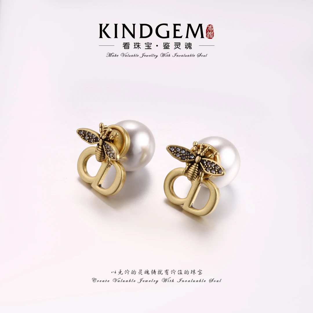 铜合金仿珍珠耳饰 法式复古个性珠珠小众时尚百搭耳环 C-32864