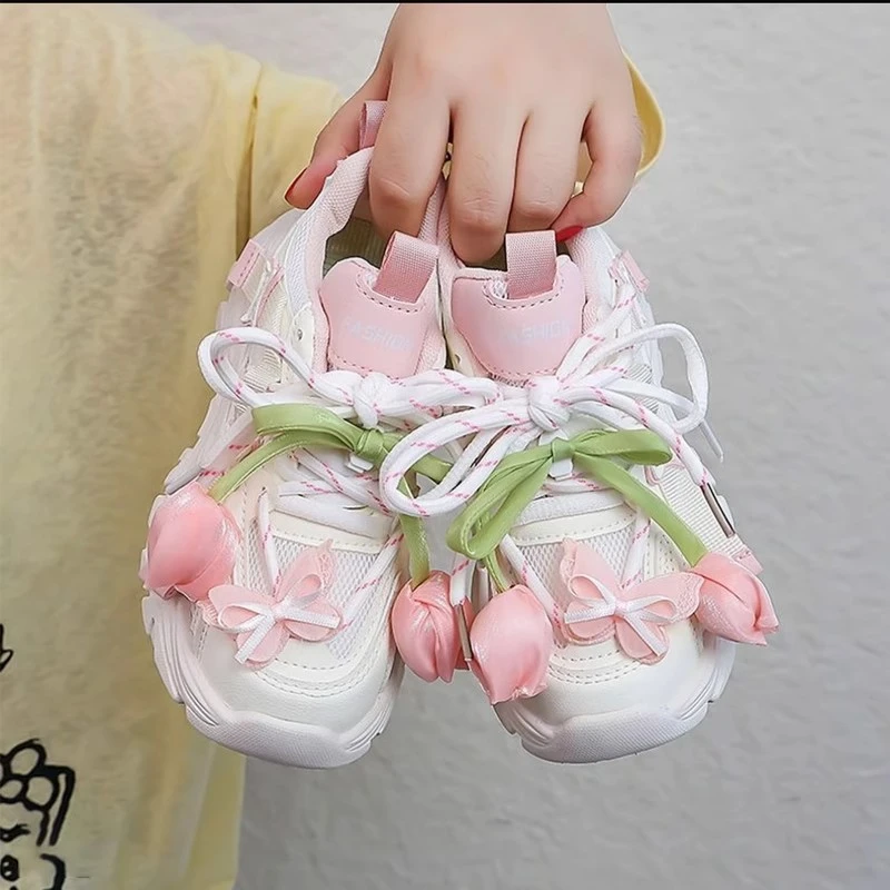 ABC女童网面休闲鞋2025春秋季女孩百搭透气运动鞋中大童老爹鞋