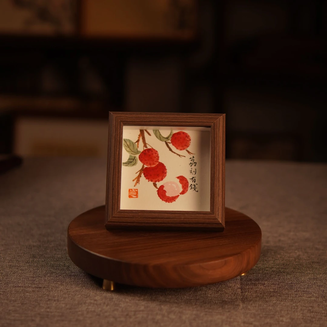 荔枝-荔刻有钱 手写手绘摆台