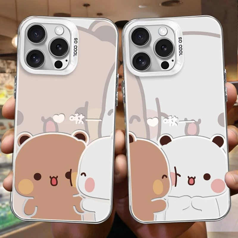 适用于一二布布情侣款手机壳不同型号亲亲贴贴一男一女秀恩手机壳