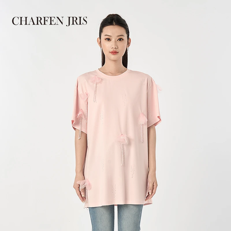 【虎哥专享】朝峰夏季新款时尚重工烫钻休闲圆领T恤CFF2D936-9063B