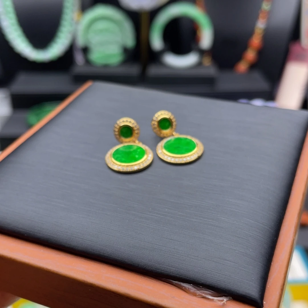 翡翠未镶嵌耳饰翡翠耳钉