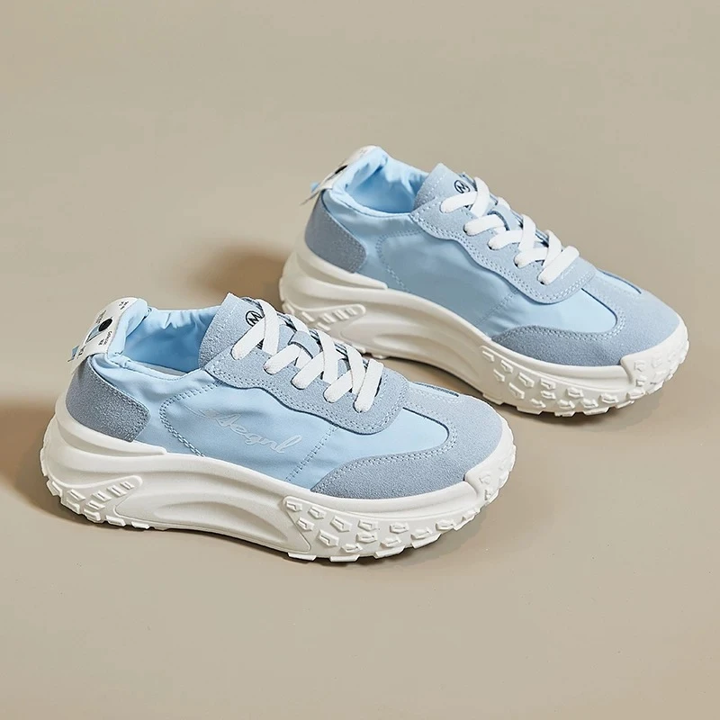 春夏新款女生休闲时尚百搭厚底运动老爹鞋P007/Q013/007-粉/黄/蓝