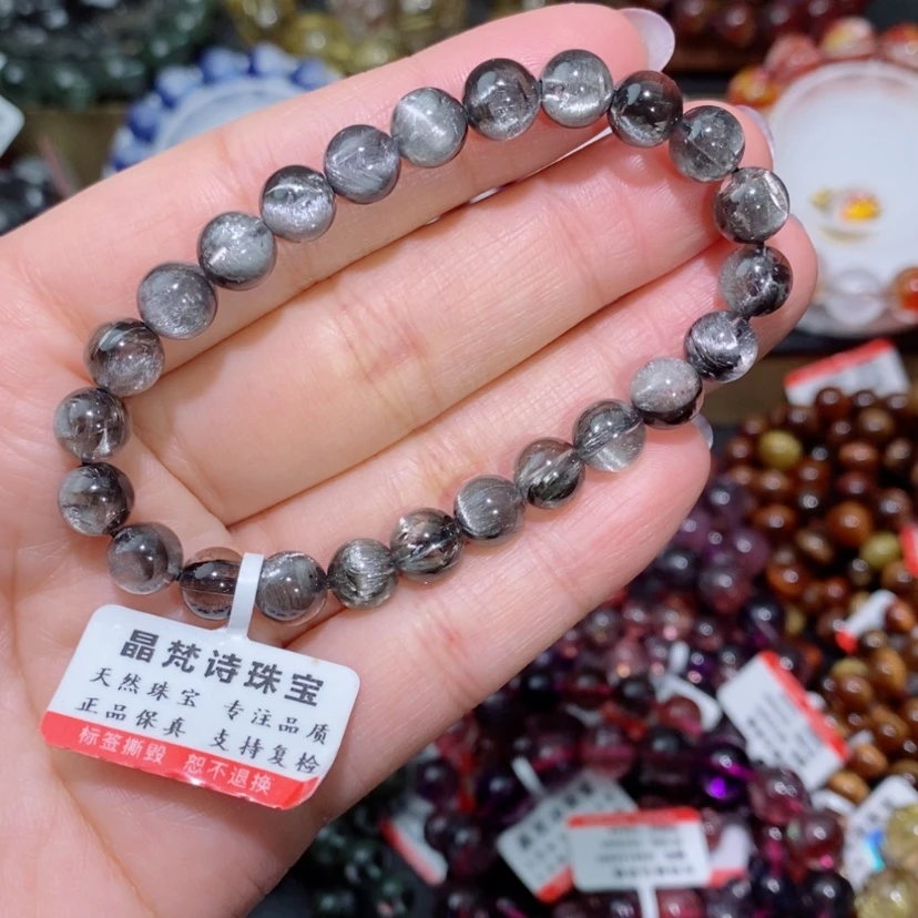 【闪购商品】水晶手链未镶嵌黑银钛手链