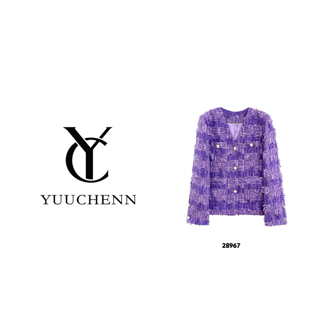 YUUCHENN  新款时尚显瘦百搭气质小香风外套秋冬女士外套 28967