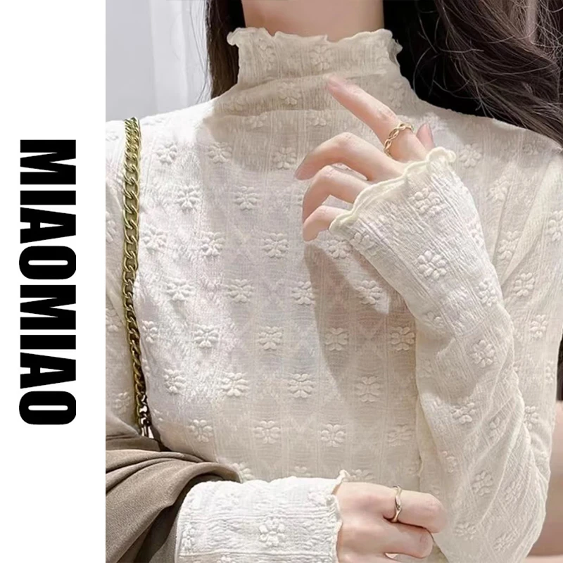 【花朵-水溶单层蕾丝】单层镂空 新款花朵刺绣水溶蕾丝打底衫1040