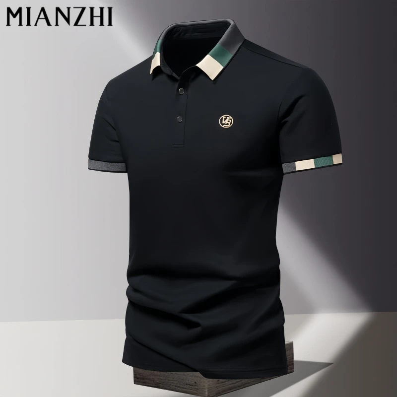 棉致商务休闲POLO衫男装时尚休闲夏季舒适透气纯色翻领短袖t恤男