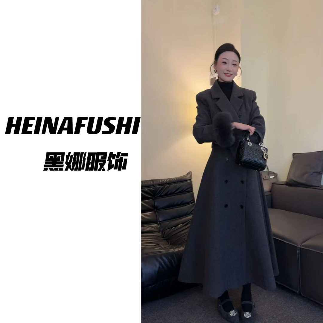 HEINA清仓【三七分】狐狸毛可拆卸赫本加棉套装2336-6