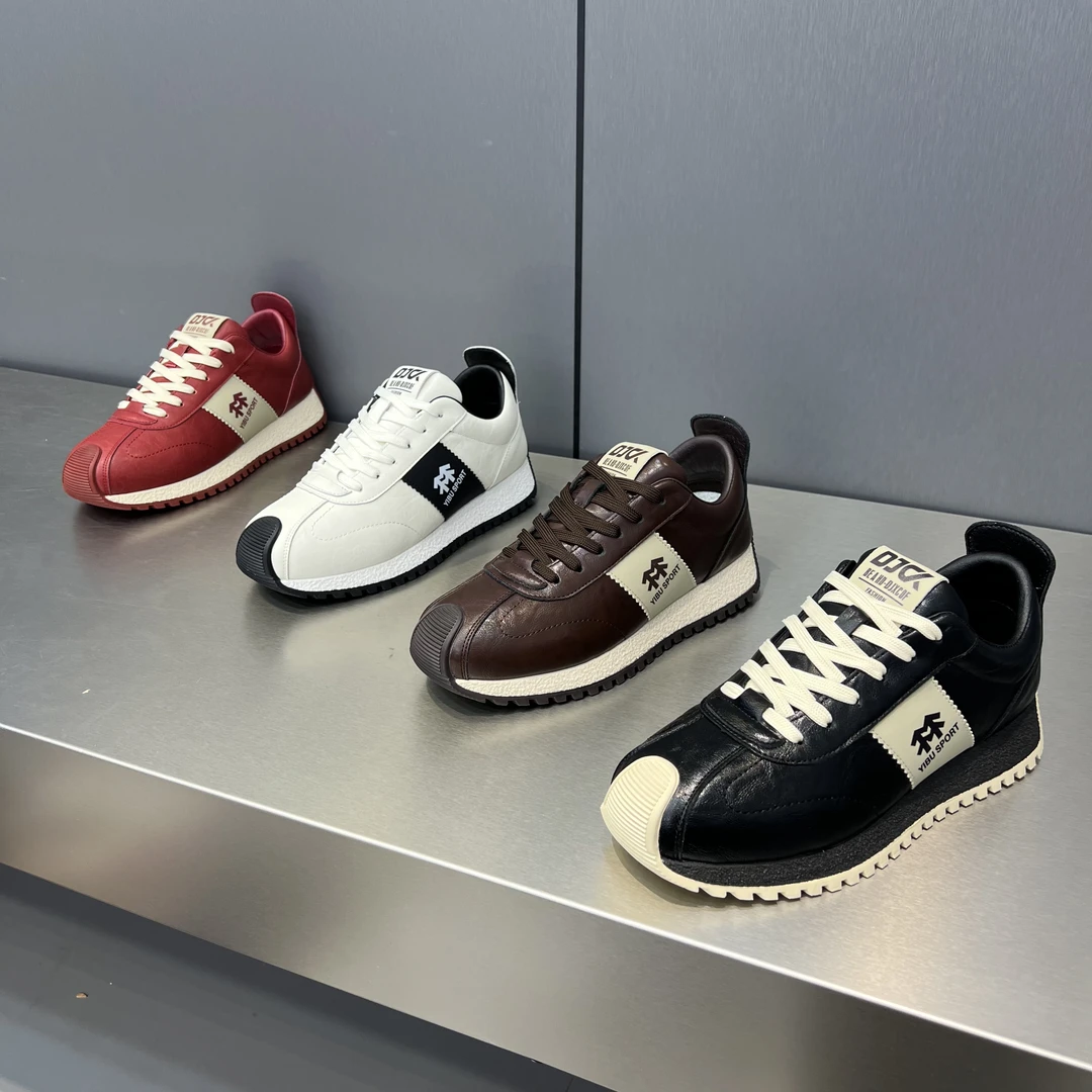 DJ秋季新款韩版低帮男鞋皮面舒适百搭休闲鞋男士阿甘鞋（标准码）