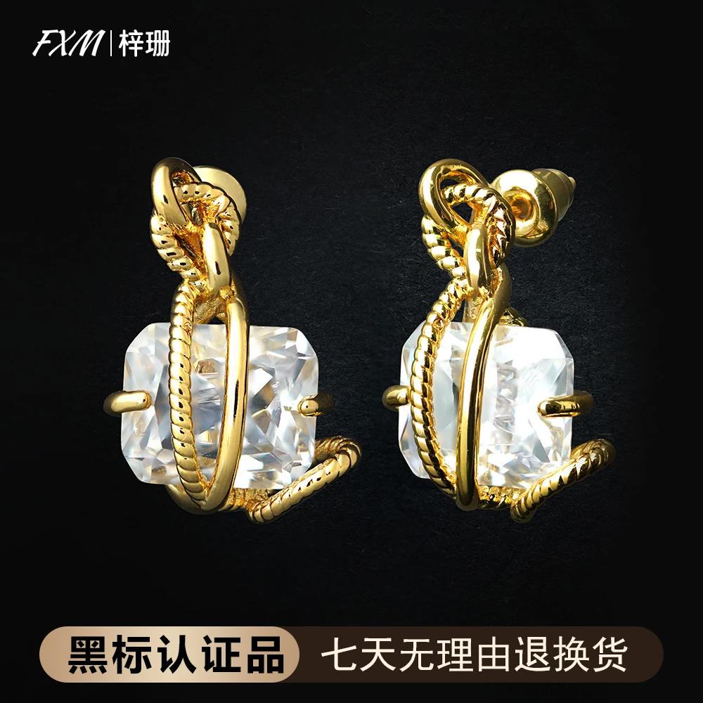 FXM/梓珊  缠绕冰糖金属绳小众女款耳坠 ZR-A733