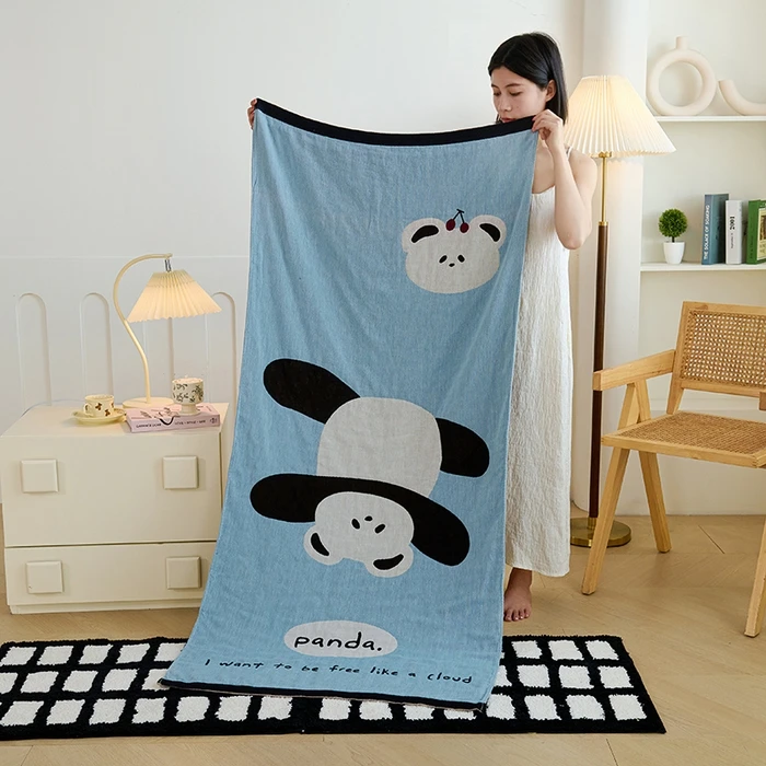 2025新款A类家用全棉毛巾被成人四层纱布浴巾毛毯可爱洗澡吸水