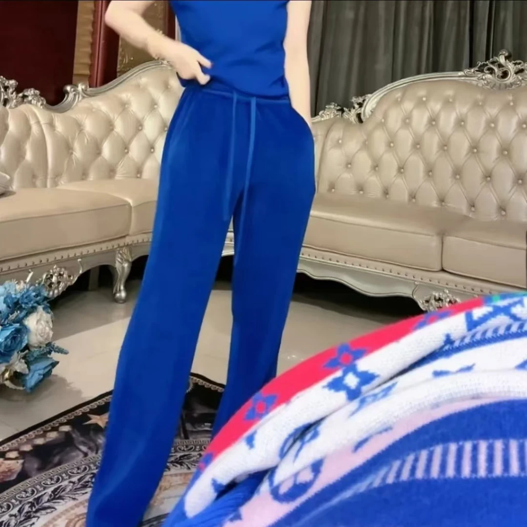 【娟子私服】3F022克莱因蓝裤子时尚休闲秋冬直筒减龄气质磨毛