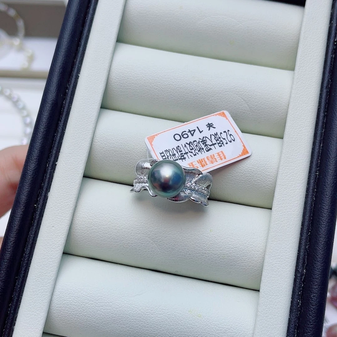 银S925镶嵌戒指海水珍珠w64