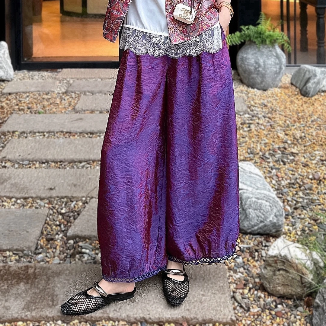 【乘凉裤】夏季高定凹造型结构设计紫电鎏光中式长裤