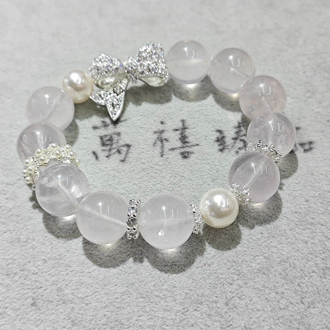 13-14mm粉水晶蝴蝶结手串C044 xm