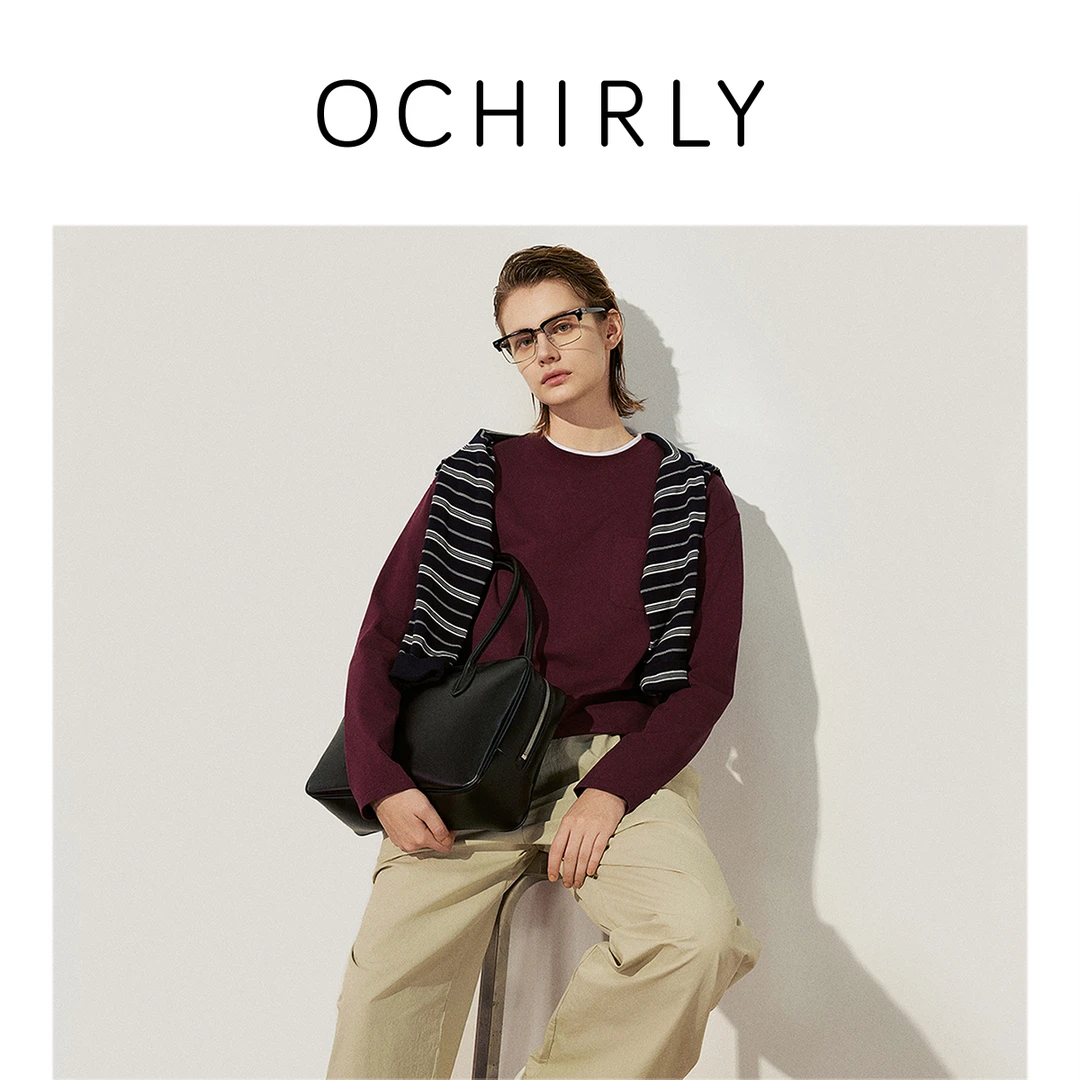 OCHIRLY欧时力100%长绒棉长袖t恤女上衣25春季商场同款新品欧若风