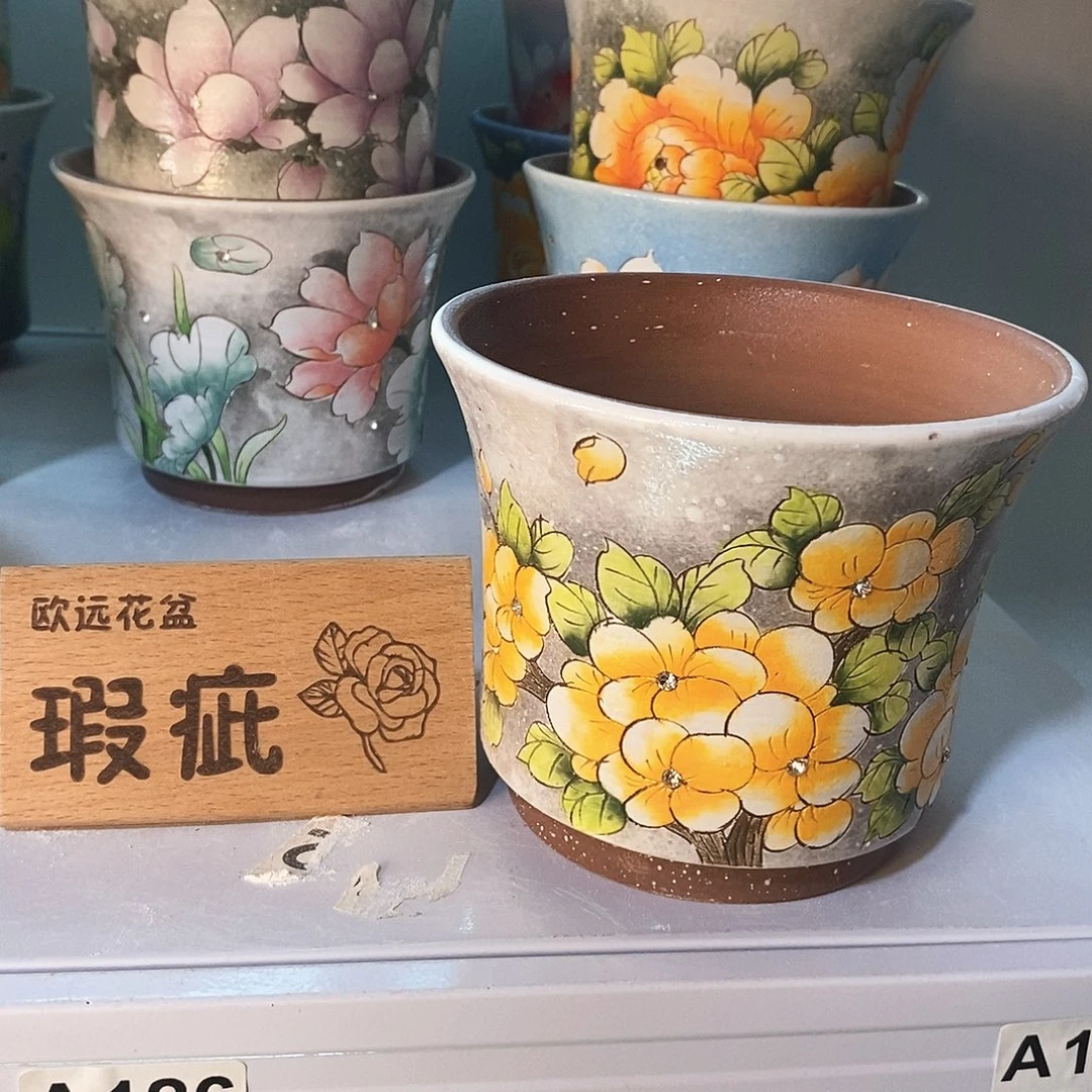 花盆紫砂红陶手绘花盆