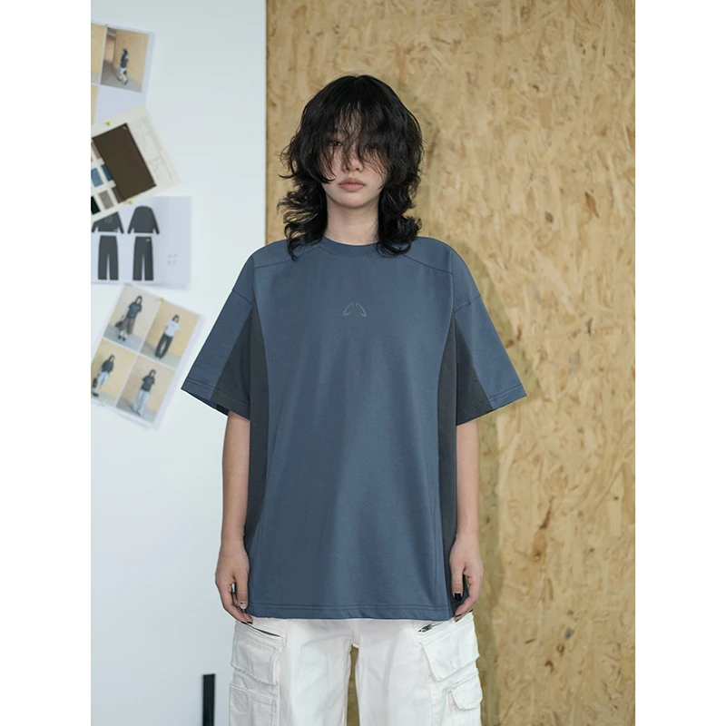 Luminelle 美式索罗娜凉感科技面料宽松圆领上衣拼色休闲情侣短袖