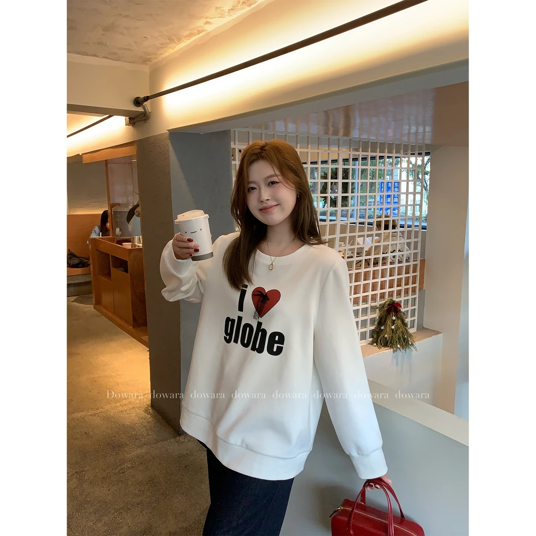 大婉酱微胖定制韩系设计感百搭休闲卫衣女早春套头上衣 6749D