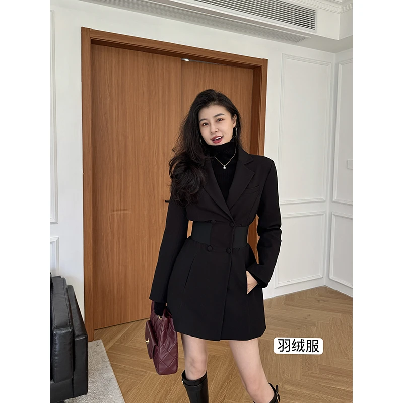 张阿星【转角巴黎】重工显瘦腰封收腰大衣羽绒外套W425T16780