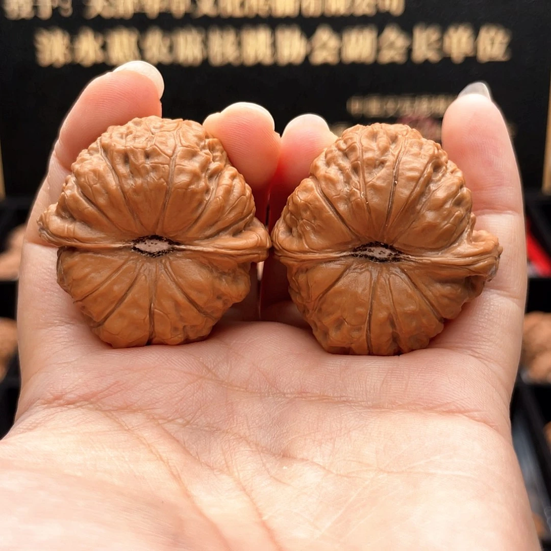 把件文玩核桃39尺A9超精深凹放射纹南瓜墩➕近正