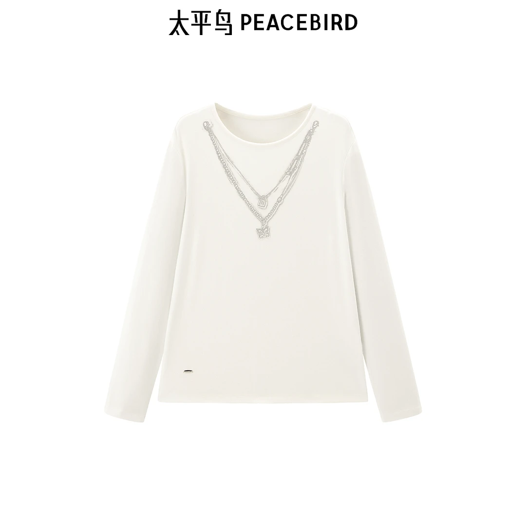 【赵老板专属】太平鸟女装2025年春新品新款纹样长袖T恤A3CPF1139