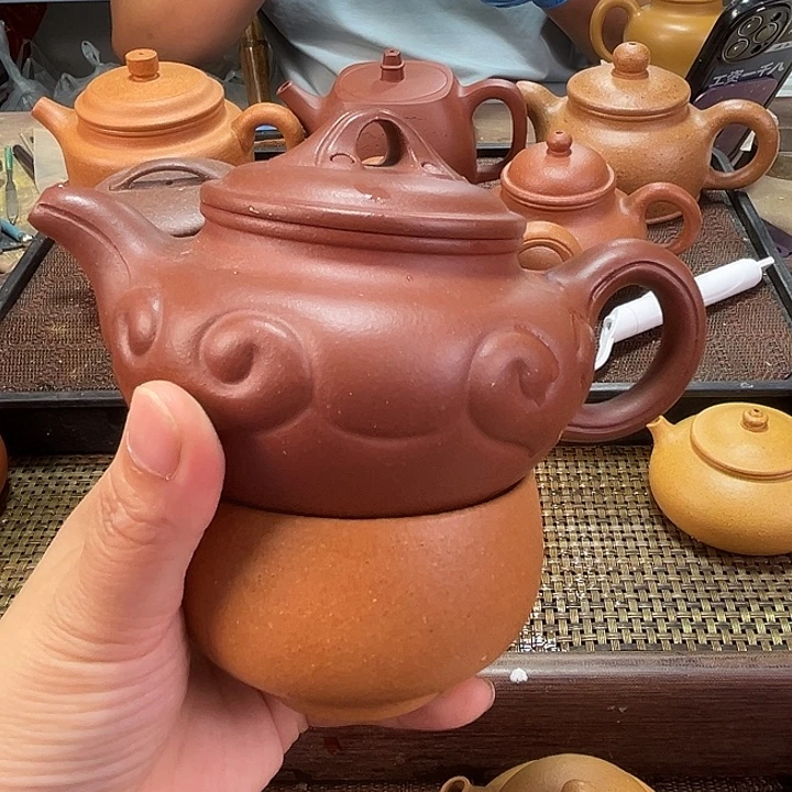 老***吹茶壶紫砂底槽清仿古如意260