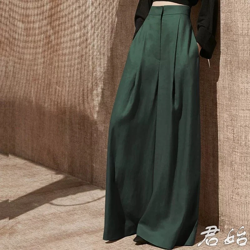 高腰垂感甩腿裤夏季薄款休闲裤拖地长裤时尚阔腿裤女潮女神范显瘦