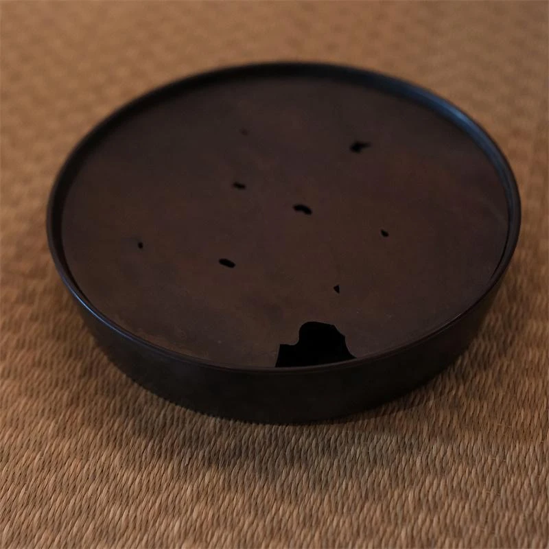YYSF8074[学茶严选]虫蚀孔铜面壶承茶器