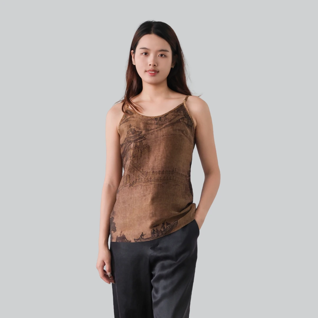 香云故里·[风]玉楼金阁素平缎香云纱吊带背心XB25-G02012