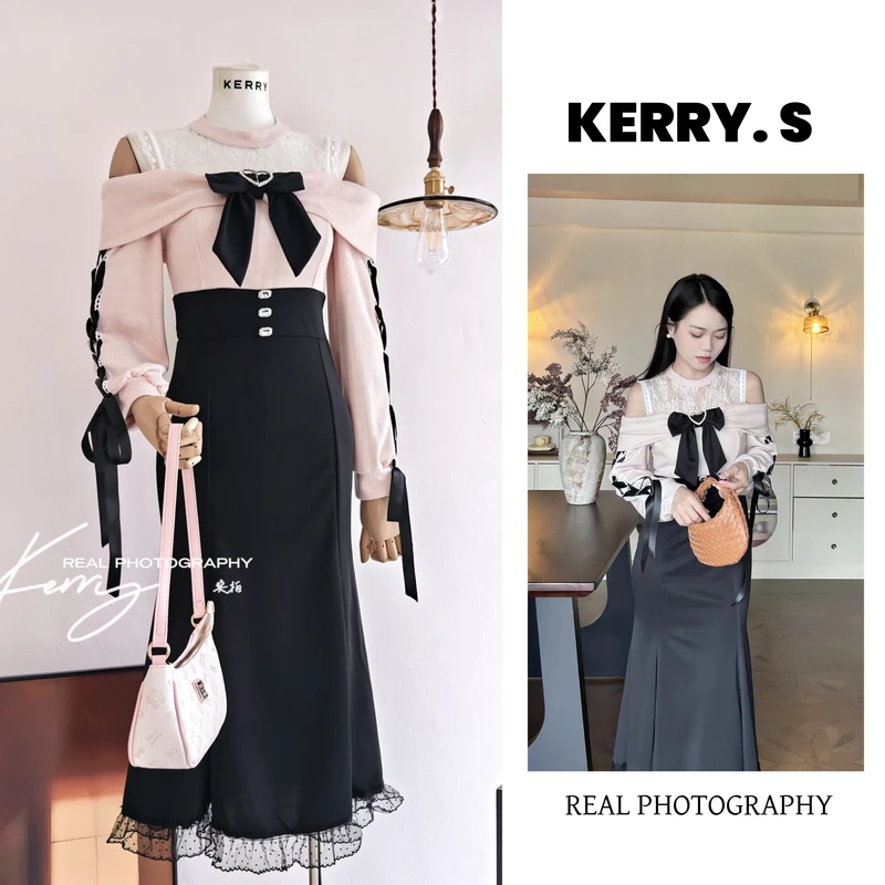 初雪浮光秋冬法式千金显瘦包臀内搭打底小香风连衣裙宴会生日裙子