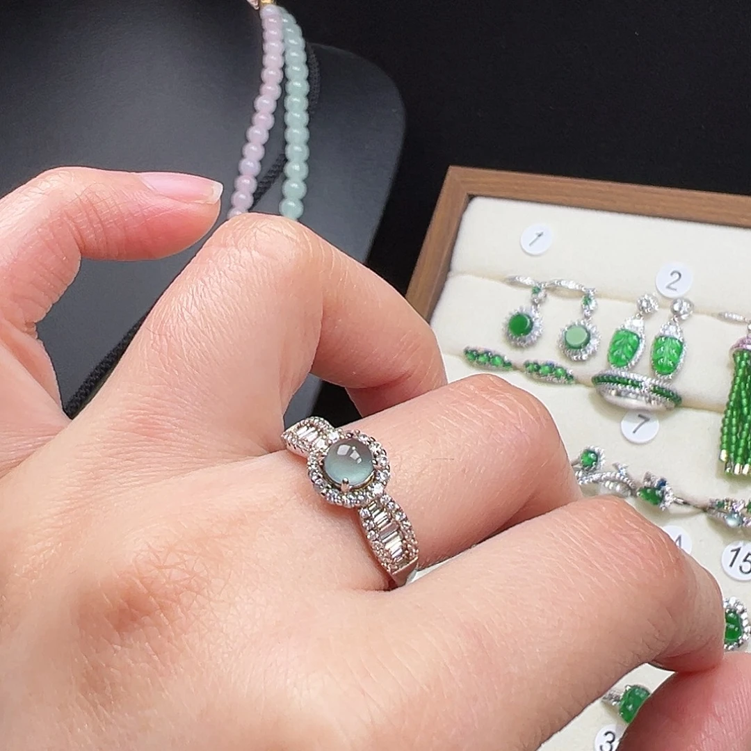 翡翠银S925镶嵌戒指9