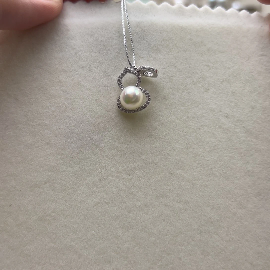 吊坠(不含链)银S925镶嵌海水珍珠7.7mm海水Ak吊坠