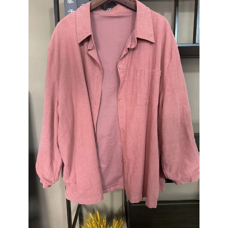 轻尘原创5226亚麻双层衬衫