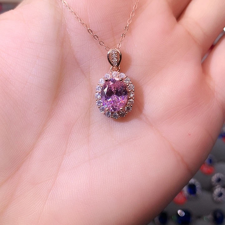 蓝宝石吊坠(赠链)银S925镶嵌