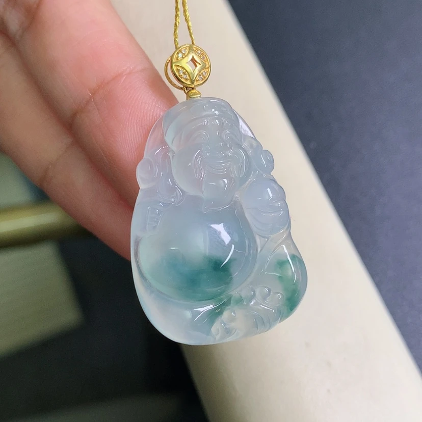 【闪购商品】翡翠颈饰18K金镶嵌财神