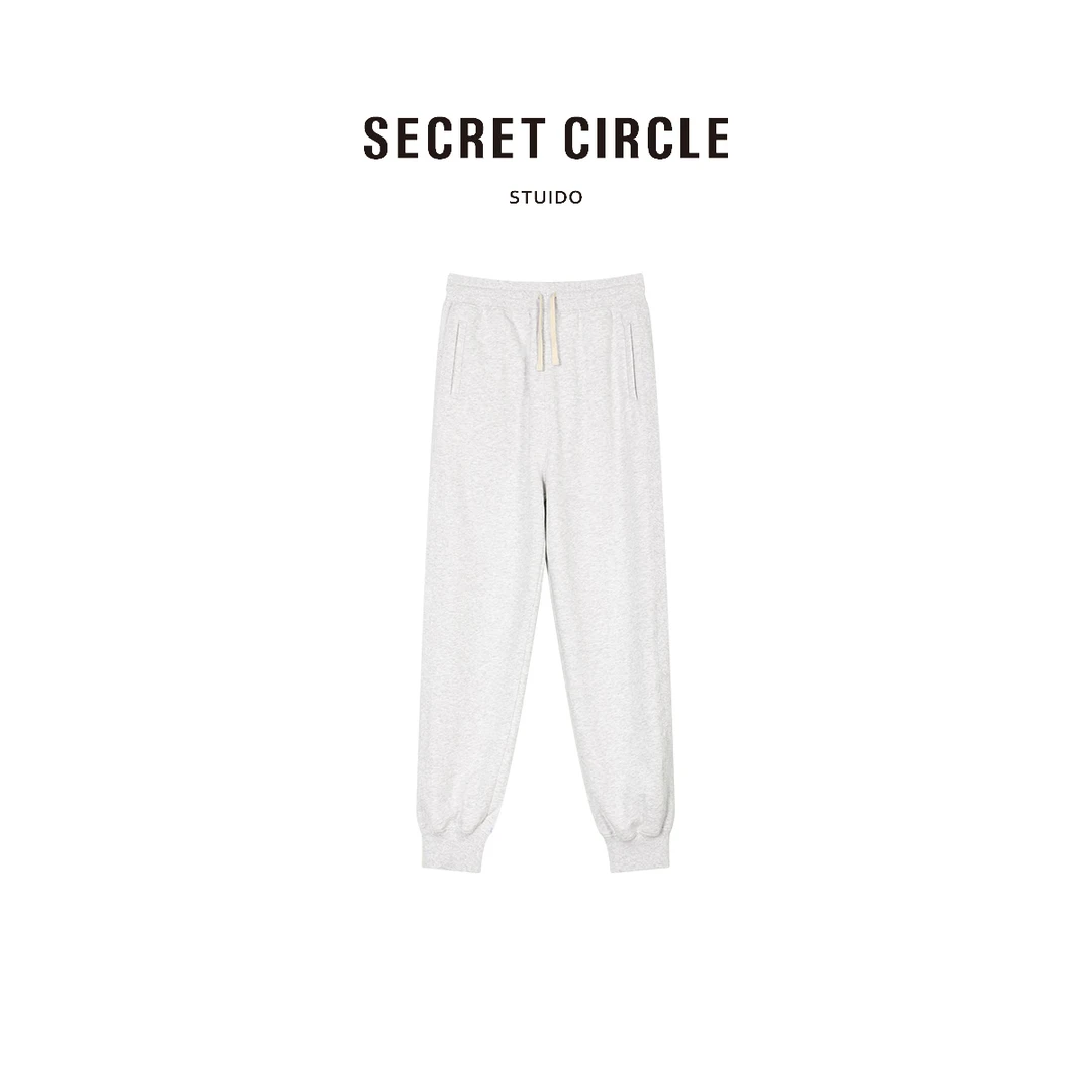 SECRET CIRCLE早秋卫裤松紧腰抽绳罗纹收脚九分裤29496