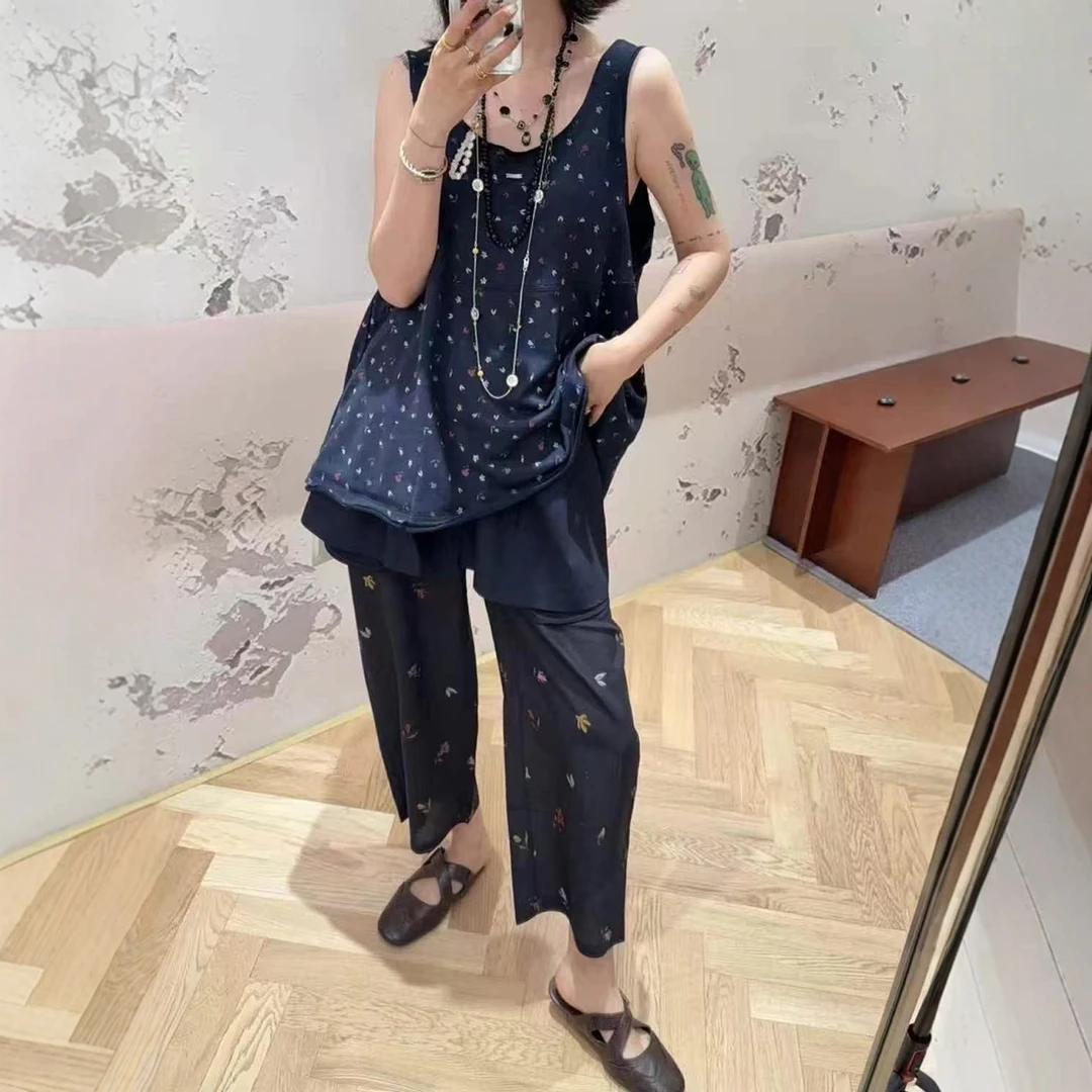 现货【碎花背心】2025夏新品休闲印花U型领叠穿百搭慵懒吊带女