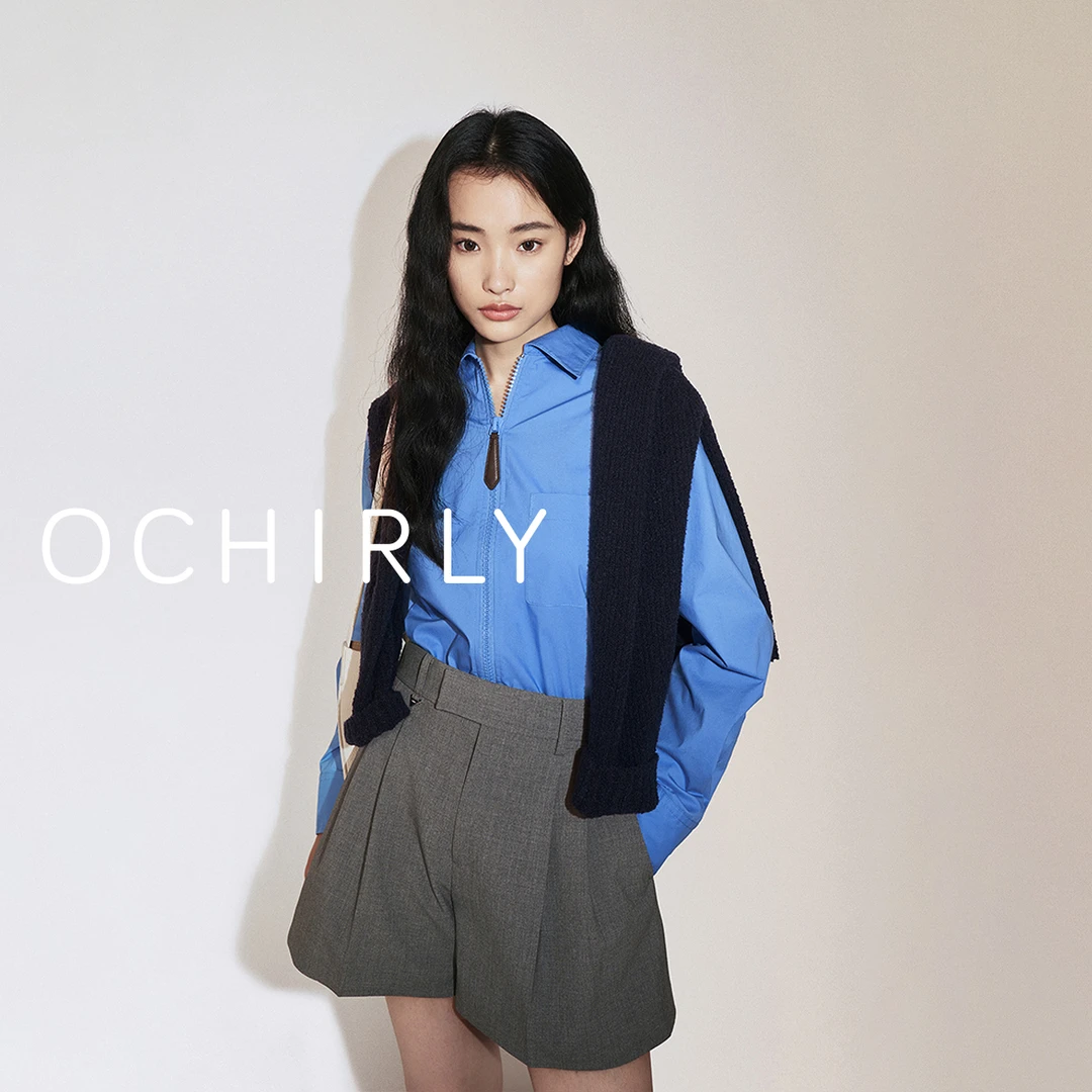 OCHIRLY欧时力  美拉蓝宽松衬衫女防晒中长静奢通勤秋季新品