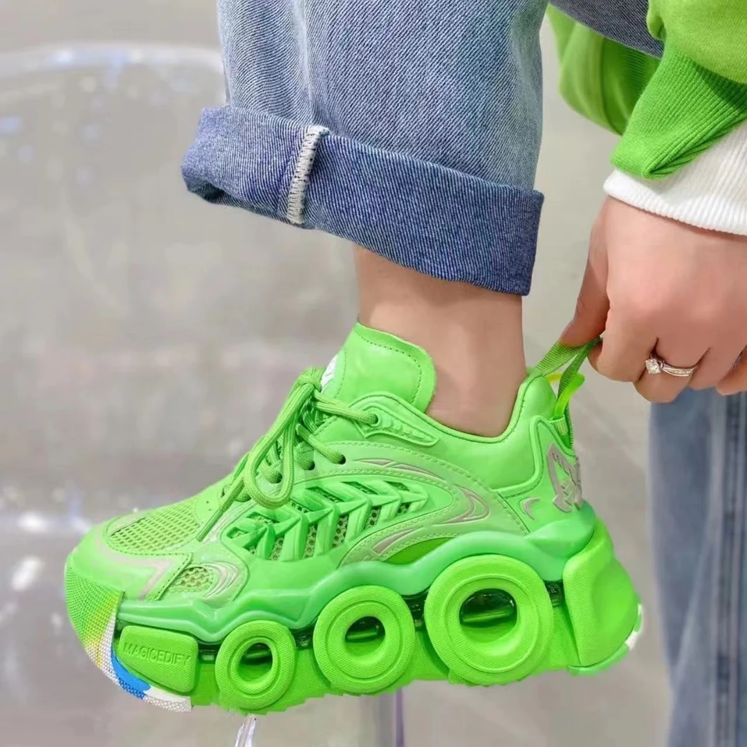 现货C1｜风火轮”全掌气垫真皮老爹女鞋｜半码拍小｜8889-3