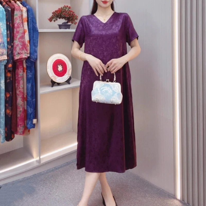 0510简约舒适新款显瘦连衣裙洋气时尚百搭中长款连衣裙