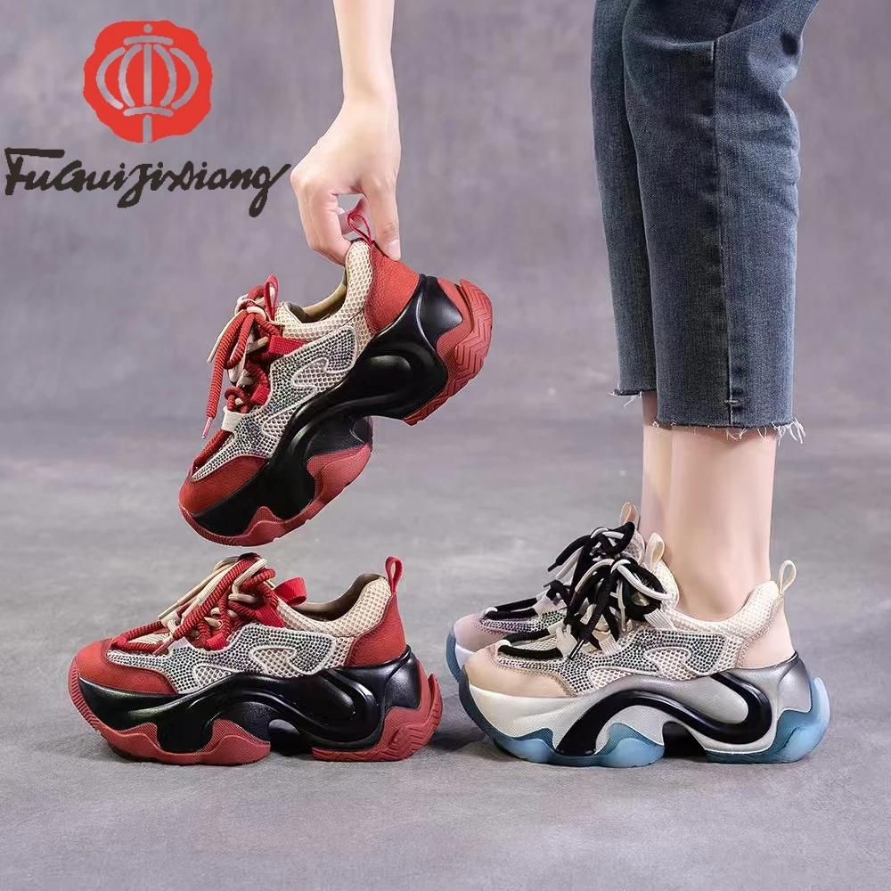 富贵吉祥手工休闲鞋厚底老爹鞋透网吸磨大底弹性透气民族风老爹鞋