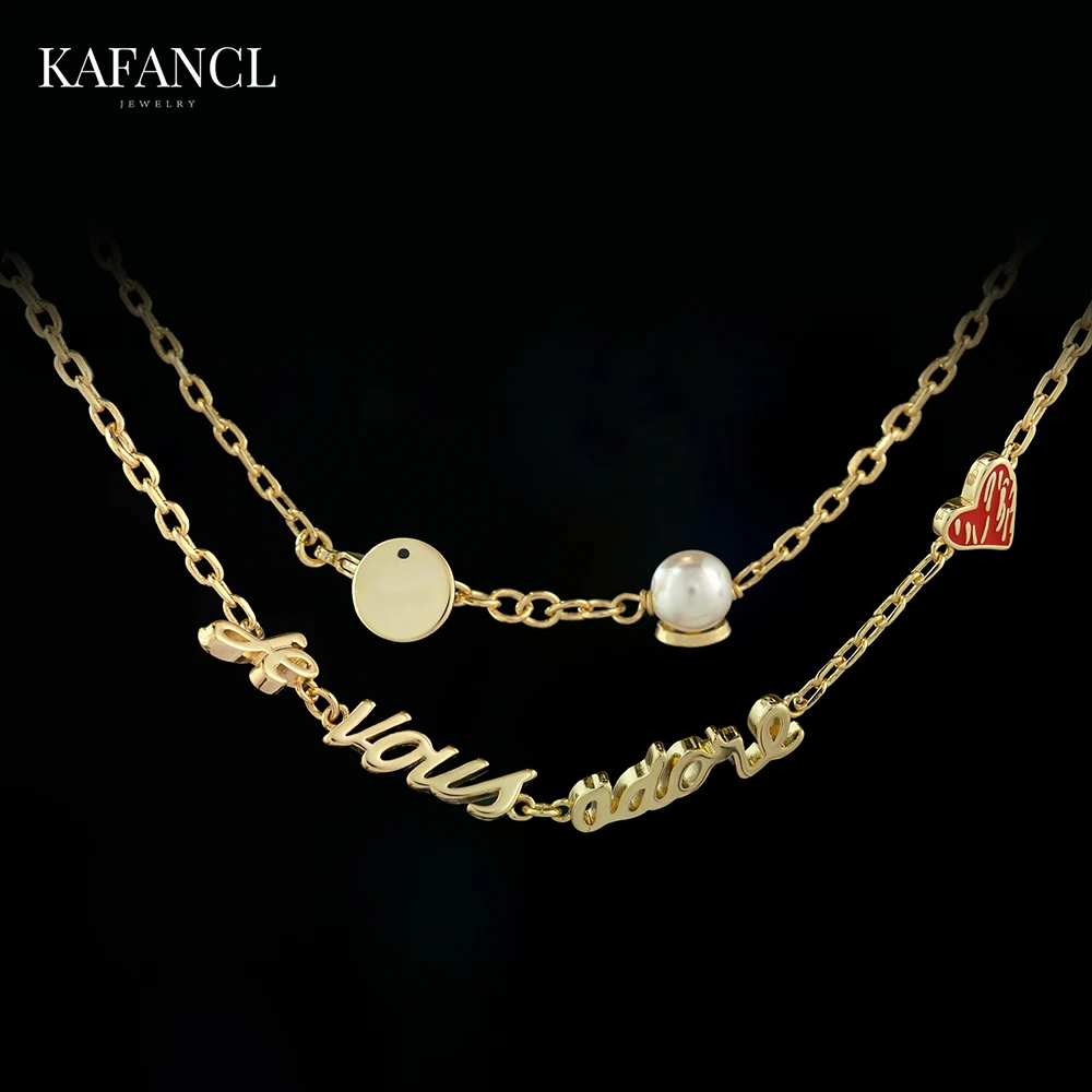 红楼镀K金 法文字母爱心项链 ZF-B491