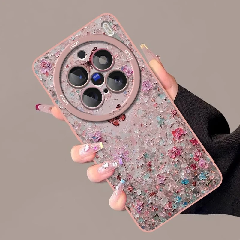 适用vivox300Pro手机壳x200ultra超火x200s肌理碎花蝶舞x100s全包