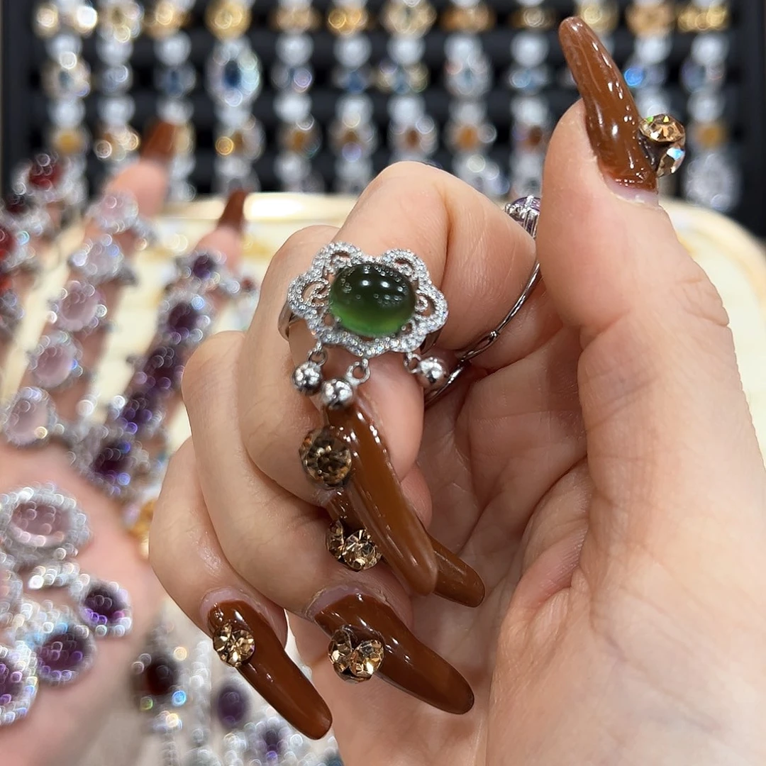 水晶金色拖不保色介意慎拍银托不掉色银S925镶嵌酒*窝