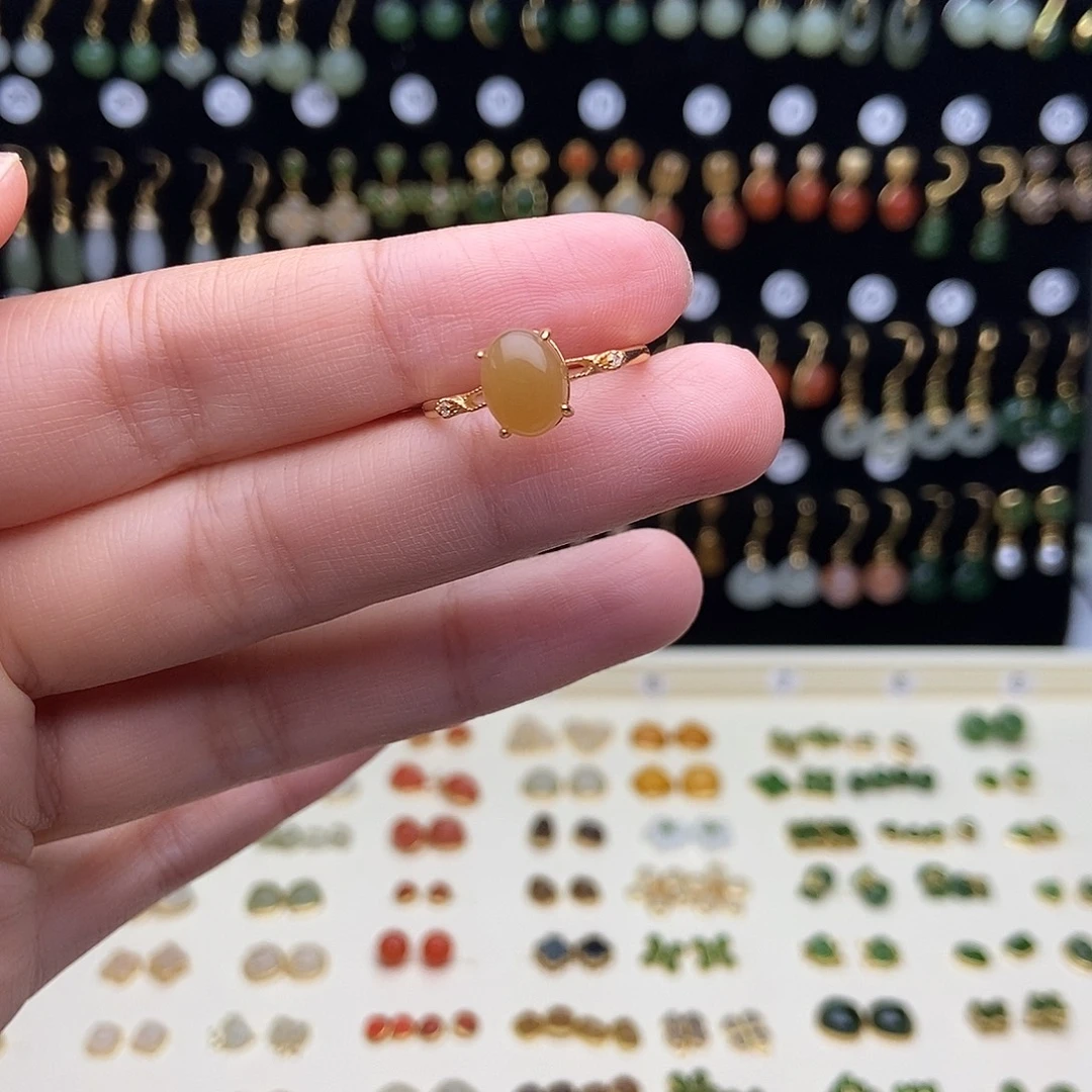 和田玉银S925镶嵌耳饰