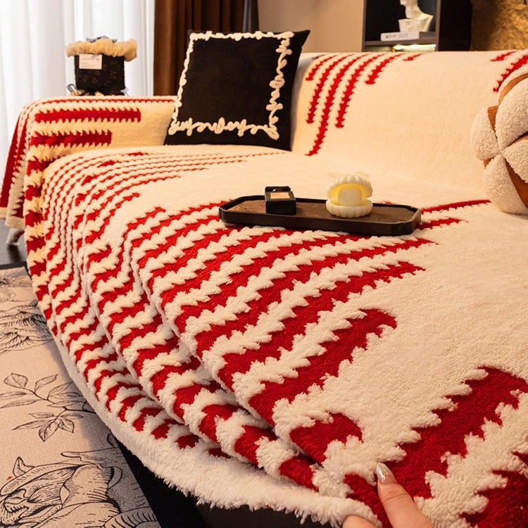 轻奢高级感沙发盖布冬季毛绒保暖沙发套罩防滑沙发巾一整张全盖毯