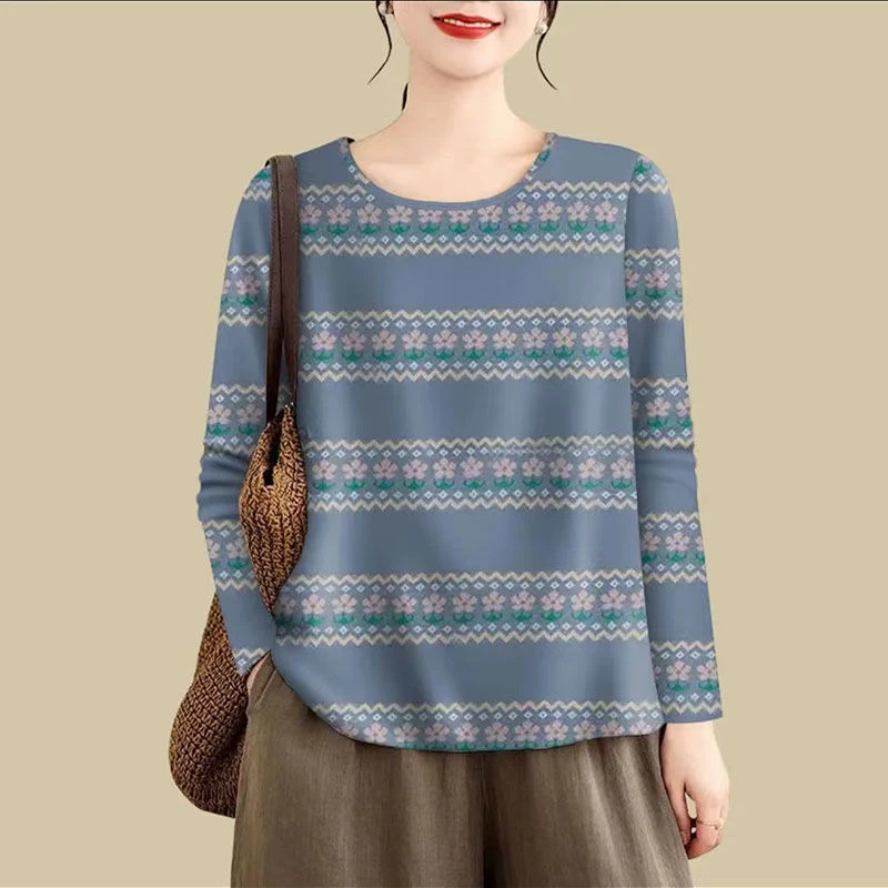 高档女装2024新款秋季减龄长袖遮肚恤女上衣潮