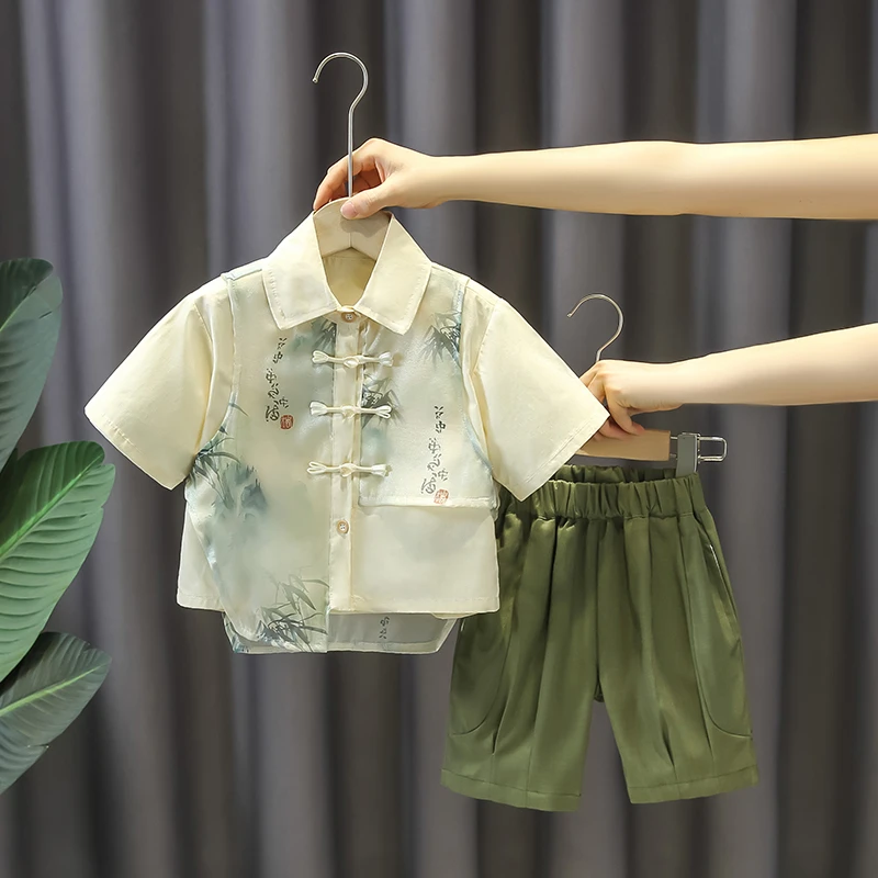 男童汉服儒雅新中式套装宝宝夏季周岁礼服女童超仙国风演出服唐装