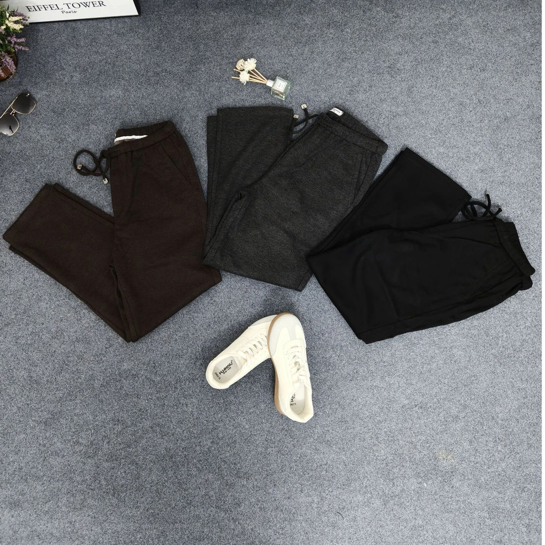 羊毛慵懒显高显瘦直筒长裤男复古垂感宽松休闲百搭卫裤